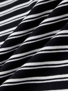 Annil Kinderkleidung, Mädchen, mittleres Kindesalter, Teenager, Strickpullover mit mittlerem Ausschnitt und Langarm, farbblockgestreiftes T-Shirt, süße Spitzenunterlage, Herbst - Schwarz - Übersicht 11