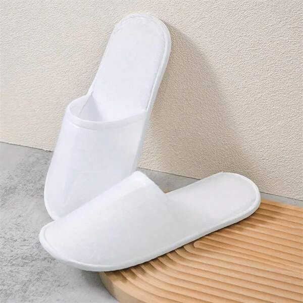 2pcs/Pair Of Cozy Disposable Non-Woven Closed Toe Slippers For Hotel, Spa, And Home Use - Soft, Breathable, And Sanitary Footwear For Men And Women - Perfect For Travel, Massage, And Relaxation Summer Travel Essentials Workout School Supplies Camping Holiday Essentials Vacation Accessories Travel Accessories Cruise