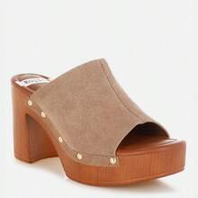 Masaki Soft Suede Leather Wooden Clogs - Grey - View 2