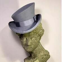 [2025 New] British Retro Handmade Sheepskin Women's Fedora Hat - Royal Jazz Tall Women's Hat | Ruffled Wide Brimmed Woolen Gentleman Hat | Unisex Four Seasons | Makeup Ball Party Hat | Lightweight And Hand Washable | Retro High Top Hat - Suitable For All Occasions - The Perfect Holiday Gift For Halloween And Christmas - 深灰色 - 查看 2