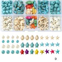 1 caja de set de cuentas con tema oceánico, kit de fabricación de pulseras de amistad estilo vacaciones de verano, set de cuentas de arcilla para manualidades de joyería, pulseras, collares, aretes, regalos artesanales