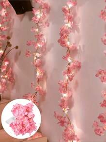 1 pezzo Decorazione a vite con rosa rosa a 30 LED, adatta per festa di compleanno, giardino, camera da letto, festa, matrimonio, Festa della Mamma, San Valentino, decorazione stagionale, casa, camino, scala, tenda, decorazione floreale artificiale, San Valentino, regalo