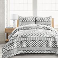 Lush Decor Monique Stripe Quilt Navy/White 3Pc Set Full/Queen Halloween-Fall Decor-Room Decor - Hitam/Putih - View 1