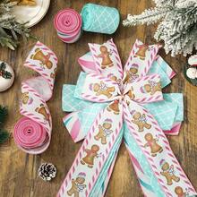 3 rolos de fita de gorgorão listrada xadrez de 6,35 cm (2,5 polegadas) para artesanato, ideal para fazer laços, embalagens DIY, decoração natalina rosa e azul, decoração de inverno para o quarto, presentes de Natal para casa.