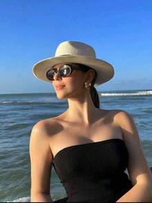 1顶可折叠轻便透气防紫外线宽檐夏季遮阳帽，旅行必备，可折叠防紫外线 - 咖啡棕 - 查看 1