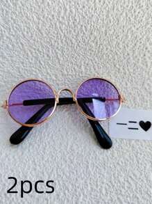 2 paires de lunettes de poupée de 17 cm, convenant à , lunettes de soleil saisonnières, lunettes de décoration de poupée, mini, mignonnes, à la mode. Applicable pour la fabrication de poupées, accessoires de poupée, cadeaux d'Halloween (à l'exclusion des poupées)