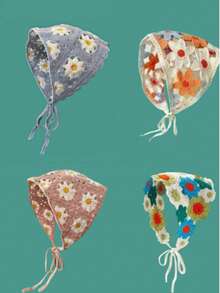 1 件优雅法式花卉印花围巾，甜美可爱少女头带，乡村旅行头巾，头巾秋冬发带发饰女士度假装女士