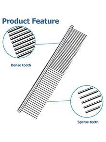 1 Piece Stainless Steel Pet Comb, Cat And Dog Hair Comb, Double-Sided Straight Comb Steel Comb, Suitable For All Types Of Long And Short Hair