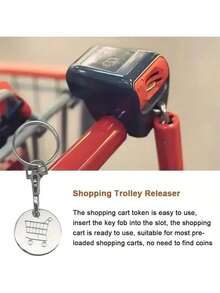 1pc/3pcs/5pcs Supermarket Shopping Cart Token, Stainless Steel Metal Keychain With Shopping Cart Unlock Key Ring Decor, Keychain Accessory
