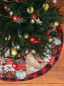1 pieza Falda para árbol de Navidad, disponible en diámetros de 60/90cm, con diseño de grano de madera, cuadros rojos y negros, elemento de gnomo rojo vintage, decoración de árbol de Navidad, decoración navideña para el hogar, Feliz Navidad
