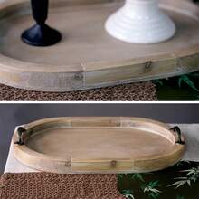 1PC Pastry Solid Wood Tray, Wooden Tea Tray Serving Tray With Handles For Home Decor Decorative Round Tray For Living Room Decor Coffee Table Decor Kitchen Table Decor Or Farmhouse Serving Tray