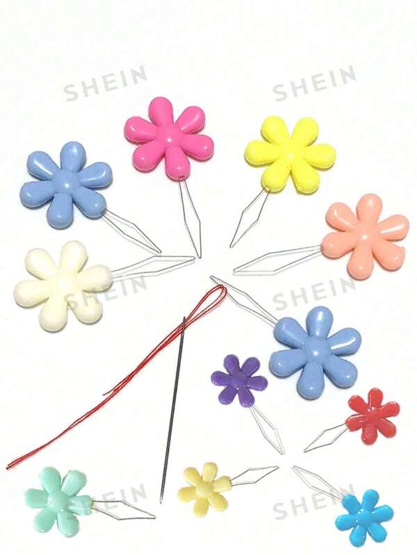 5 piezas de enhebradoras de aguja con forma de flor de ciruelo de colores - Herramientas de costura para guiar el hilo, adecuadas para máquinas de coser DIY, color aleatorio
