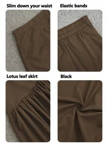 2025 Fashion Daily Elegant Street Commuter Solid Color Zipper Splicing Women's Long Skirt Suitable For Spring, Autumn And Winter - Coffee Brown - View 10