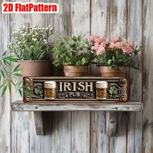 2D Flat, 1pc, 16x4 Inch Vintage Irish Pub Metal Tin Sign, Unique Street Scene Decor, Home Decor, Room Wall Decor, Restaurant Decor, Cafe Decor, Garage Decor, Random Hole Style