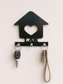 Quadro Decorativo Porta Chaves LAR Preto em MDF 15x15 - Preto - Visão 1
