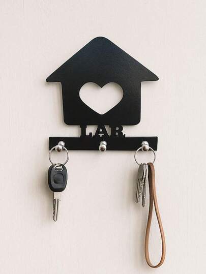 Quadro Decorativo Porta Chaves LAR Preto em MDF 15x15