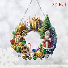 DIY钻石画挂饰，双面印刷，圣诞气氛，圣诞树，圣诞老人（单面钻石画） - 彩色 - 查看 12