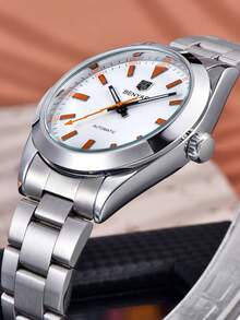 BENYAR Ice Blue Mechanical Watch Men Automatic Casual Simple Stainless Steel Strap Waterproof Wristwatch 2025 New Gift For Boyfriend BY-5218 - White - View 6