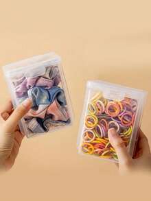2 Packs Stackable Transparent Hair Accessory Storage Boxes With Lids - Dustproof, Waterproof, Moisture-Proof Organizer For Jewelry And Hair Ties, Contemporary Plastic Tabletop Containers, Multipurpose Use, Rectangle Shape, Jewelry Boxes - Clear - View 5