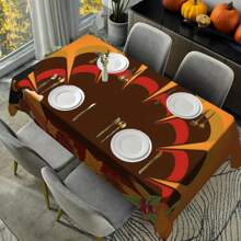 1/20 Stücke Herbst Thanksgiving Tischdecke, luxuriöser farbenfroher Kurven Hintergrund mit orangefarbenen Kürbissen und Ahornblatt Muster, geeignet für Restaurant, Küche, Thanksgiving Dekoration, Feiertags-Party Grundausstattung, perfekt für Heim-Dekoration