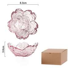 3pcs Glass Cherry Blossom Sauce Plate, Transparent Dining Table Sauce Dish Dessert Plate, Suitable For Living Room, Dining Room, Holiday Decoration, Wedding Table Decor, Sauce Plate, Spring/Summer Home Decor, No Electricity Or Battery Required, Halloween And Christmas Party Supplies