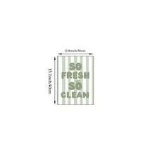 1pc So Fresh And So Clean Wall Art Picture Sage Green Striped Prints Canvas Paintings Funny Bathroom Posters Retro Quote Decor For Bedroom,Living Room,Dorm Y2k Apartment Laundry Room Decor Gift For Her Unframed Or Framed - Multicolor - View 9