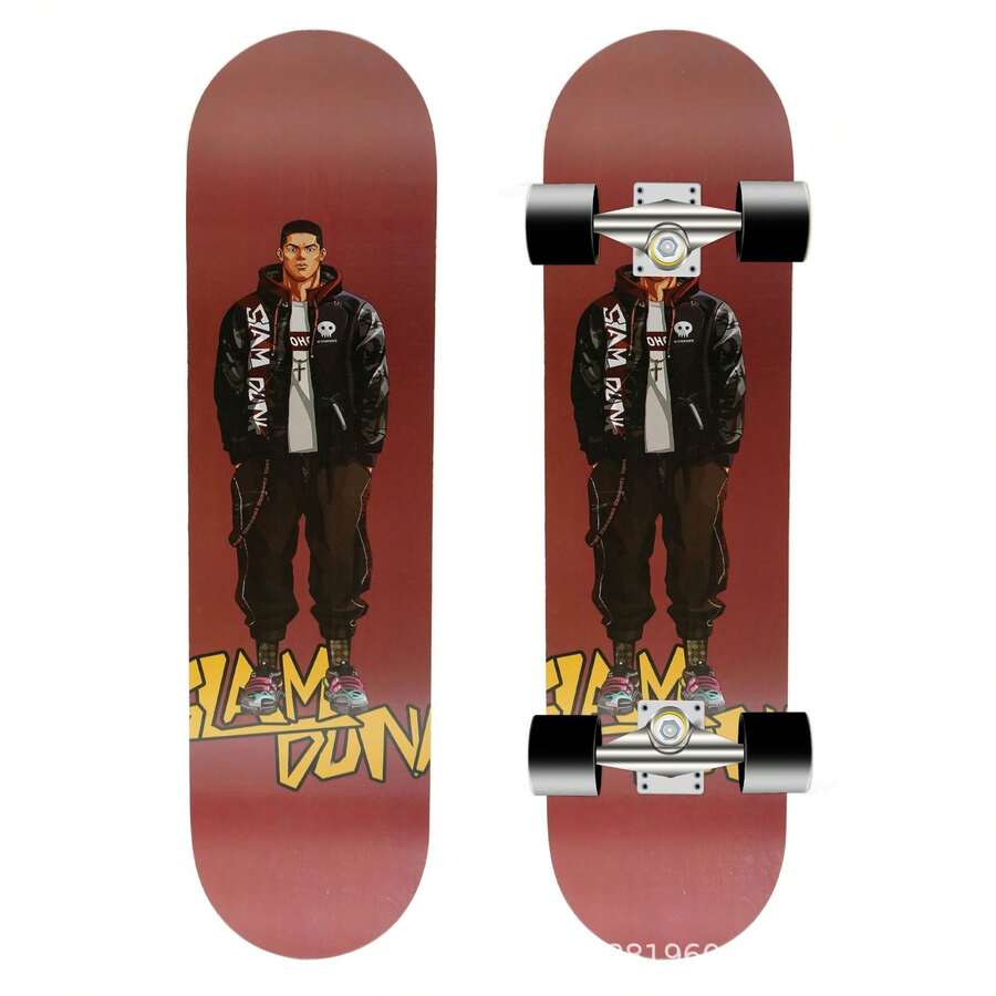 Deskorolka dla początkujących nastolatków i dorosłych, deskorolka z podwójnym kołem i czterema kołami, dostawa losowego wzoru - Wielokolorowe - Zobacz 1