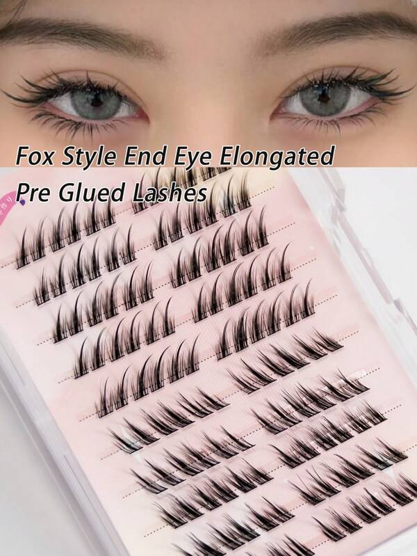 120Clusters C Curl Fox Eye Lashes Pre Glued Eyelashes End Eye Elongated Self Adhesive Eyelash 13mm Fox Style DIY Lashes Natural And Realistic False Eyelashes With Segmented Design Large Capacity Eyelash With Upward-Angled Suitable For Daily Use Gift For Women & Girllash Clusters,Eyelash Clusters,Individual Eyelashes,Lashes,Fake Lashes