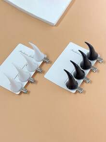 1 对万圣节时尚新款魔鬼角头带发夹小恶魔头饰服装，可爱派对配饰，适合角色扮演万圣节派对节日魔鬼配饰爪夹发爪 - 彩色 - 查看 7