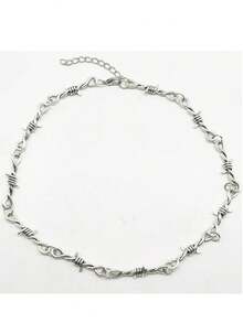 小铁丝荆棘铁男女通用颈链项链女式嘻哈哥特朋克风格铁丝网小荆棘链颈链礼物 - 1 - 查看 7