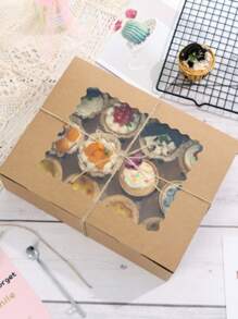 4 Stücke/1 Stück Cupcake Box mit Fenster, 12 Cupcake Box, große Kuchenschachtel, geeignet für Geburtstag, Hochzeit, Valentinstag, Geschenkverpackungsbox