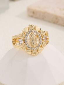 1 pieza Anillo de la Santa María tricolor con siete círculos, adecuado para uso diario y de fiesta para mujeres, regalo ideal para amigas y mejores amigas