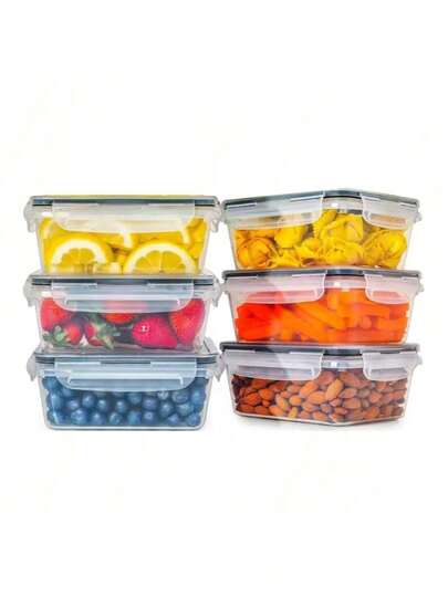 BLOOM STORE - Pack de 6 o 12 Fiambreras Plásticas Herméticas – 400ml, 800ml, 1400ml y 2300ml | Recipientes de Almacenamiento con Tapas (Sin Válvula de Vacío) | Aptos para Congelar, Calentar y Conservar Alimentos | Tapers para Cocina, Microondas y Uso Diario