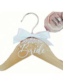 1pc Bridal Printed Pearl Wooden Hanger, Bride Dress Hanger Decor, Bride & Bridesmaid Wedding Dress Hanger, Engagement Wedding Gift Supplies, Bridal Shower Party Decor Accessory, Wedding Party Coat Hanger, No Power Needed