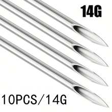 316 Stainless Steel Needles - 12G, 13G, 14G, 16G, 18G, 20G, Suitable For Ear Cartilage, Ear Lobe, Helix, Conch, Nose, Tongue, Eyebrow, Lip Piercing Tools - Silver - View 41