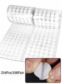 400pc/216pcs/108pairs Strong Sticky Round Nylon Dots,Dot Sticker Self Adhesive Fastener Tape,Hook & Loop Dots With Waterproof Sticky Glue Tapes,Very Suitable For Classroom, Office, Home