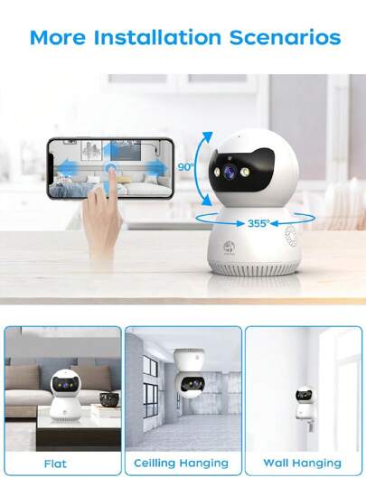 5MP Pan/Tilt Security Camera Indoor, 5G/2.4G WiFi Baby/Pet/Nanny, Cloud SD Card Storage, Type Secure Power Delivery Mode, Night Vision, Floodlight, Way Audio, Siren Alarm, AI Motion Detection view 6