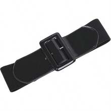 Women's Stretchy Belt 1950s 3 Inch Wide Elastic Belts - Black - View 9