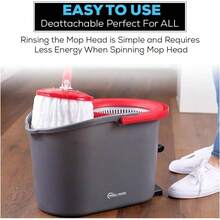 SIMPLI - MAGIC 79349 Spin Mop Cleaning System With 3 Microfiber Mop Heads, Red/GRAY, Red/Black - 2023+Model+++Red/Black - View 3