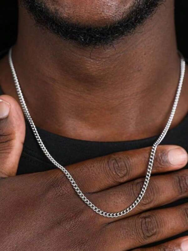 3mm Men's Cuban Chain Necklace Simple Stainless Steel Necklace Fashion Titanium Steel Jewelry Accessories Gift