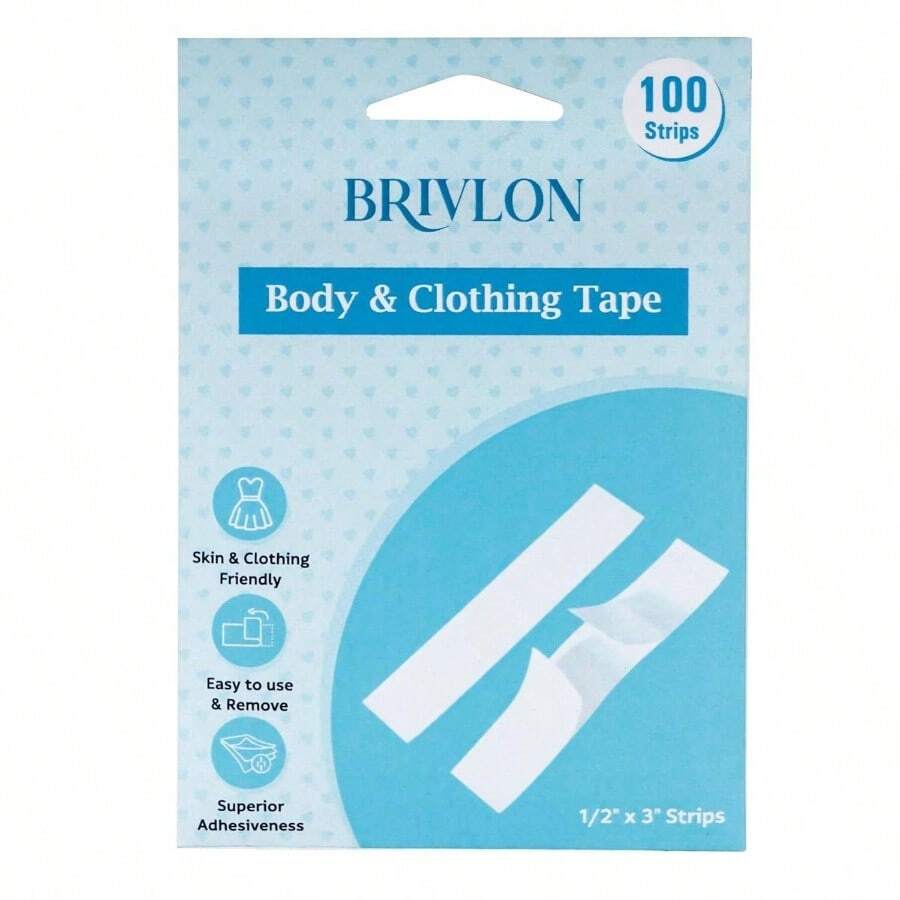 100 Strips Double Sided Tape For Fashion And Clothes For Clothes, Fabric Tape To Skin, Strong Adhesive Body Tape, Clear Transparent For All Skin Shades