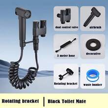 【马桶喷枪】一套马桶喷枪配件，二合一出水角阀 | 手持式冲洗器，3米伸缩软管，壁挂式马桶清洁剂增压清洗器，提升个人卫生，镀铬表面，浴室卫生用品，浴室配件，浴室工具 - 彩色 - 查看 9