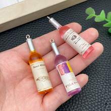 10 件树脂酒瓶吊饰啤酒杯饮料树脂仿制酒瓶逼真吊坠耳环项链钥匙扣吊饰适合初学者入门 DIY 珠宝制作配件 - 彩色 - 查看 3