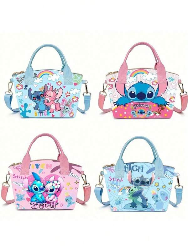Takara Tomy 1 Piece/Takara Tomy Stitch Tote Bag, A Cute Casual Shoulder Bag Made Of PU Material With Adjustable Shoulder Strap And Lightweight Zipper Closure, Perfect For Daily Commuting, Birthday Gifts And Travel. It Makes An Ideal Gift For Fans And Is Available In Blue, Pink And Various Patterns.