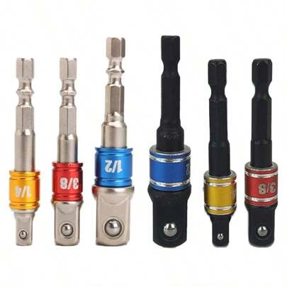 3 adaptadores de broca de haste sextavada colorida com contas, bielas de broca de 1/2", 1/4", 3/8"