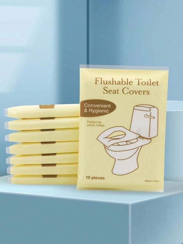 100 piezas Asiento de inodoro desechable, asiento de inodoro de papel desechable, accesorio de viaje esencial, asiento de inodoro de papel disolvente para aviones, viajes, baños públicos y campamentos que se desintegran rápidamente, decoración de baño ligera e higiénica, decoración de otoño