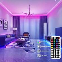 1 件 RGB LED 灯带，带遥控器，变色 LED 灯带，带适配器，适用于卧室、房间、厨房、酒吧、婚礼派对装饰、节日礼物和万圣节装饰 - RGB - 查看 7