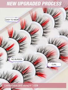 10 Pares de Cílios Coloridos A20-2 [Vermelho], Cílios Postiços de Pêlo Falso Semelhante a Vison Macio em Formato de Olho de Gato, Alongam o Canto Externo, Ampliam os Olhos, Adequados para Festivais, Férias, Encontros e Outras Ocasiões Cílios em Tiras, Cílios, Cílios Postiços, Cílios Falsos