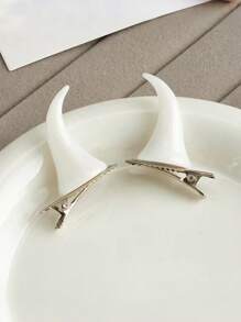 1 对万圣节时尚新款魔鬼角头带发夹小恶魔头饰服装，可爱派对配饰，适合角色扮演万圣节派对节日魔鬼配饰爪夹发爪 - 彩色 - 查看 13