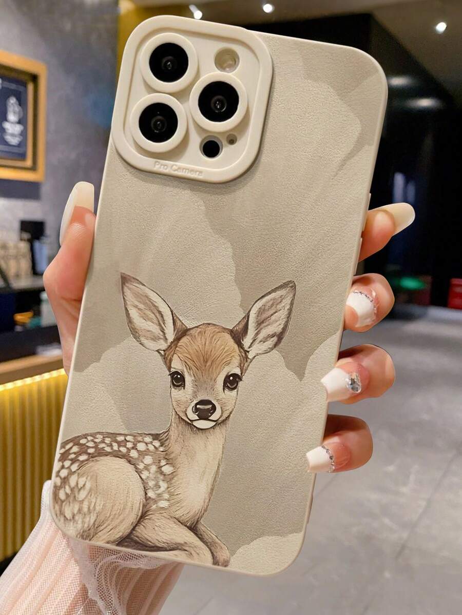 Deer Painted Beige Minimalist Shockproof Thick Phone Protective Case With Printed Design, Compatible With IPhone 15/16 Pro Max, XR/7/8, IPhone 15 Pro Max/12 Pro Max/13 Pro Max/14 Pro Max, 13, 14, 11, 12P, 14P, 11P, 12P, XS, XR, 7/8P, 7/8G, ES2, Compatible With A13 4G, A22, A21S, A51 4G, A52, S22 Ultra, A33 5G, Compatible With Redmi 10, Redmi Note 11 4G, Redmi 11 Lite, A53, TPU A14/A23/S23 Ultra, S24, A14, A15, S23, A73, Redmi Phone Cases - Multicolor - View 1